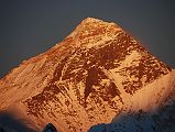 Gokyo Ri 05-1 Everest North Face and Southwest Face Close Up From Gokyo Ri At Sunset Mount Everest North and Southwest faces burn red at sunset from Gokyo Ri.